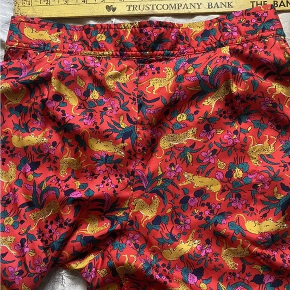 J CREW COLLECTION 100% Silk Red Jungle Cat Pull-on Pant 6 RARE - Picture 10 of 14